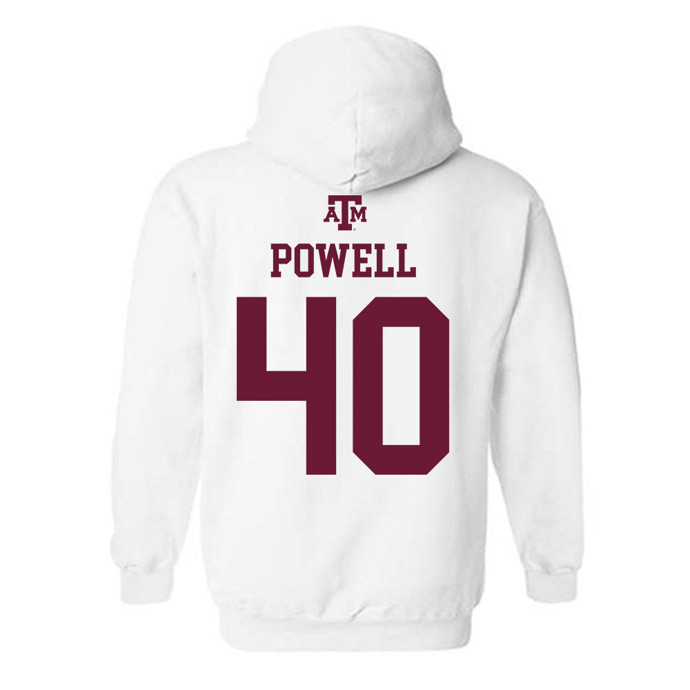 Texas A&M - NCAA Baseball : Cooper Powell - White Out 2026 Hooded Sweatshirt-1