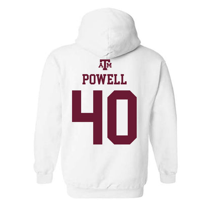 Texas A&M - NCAA Baseball : Cooper Powell - White Out 2026 Hooded Sweatshirt-1