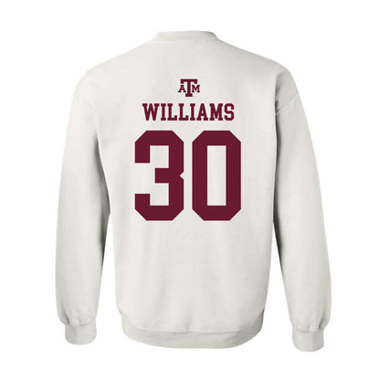 Texas A&M - NCAA Football : Solomon Williams - White Out 2026 Crewneck Sweatshirt-1
