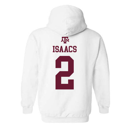Texas A&M - NCAA Men's Basketball : Pop Isaacs - White Out 2026 Hooded Sweatshirt-1