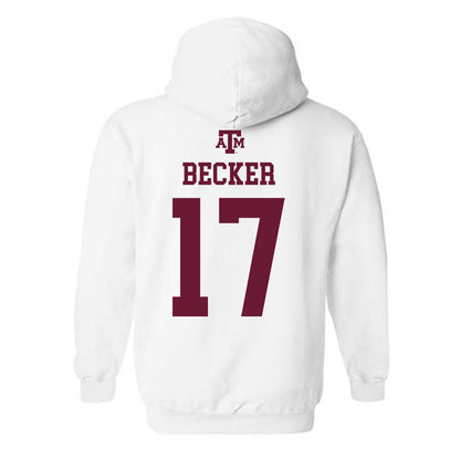 Texas A&M - NCAA Baseball : Zane Becker - White Out 2026 Hooded Sweatshirt-1