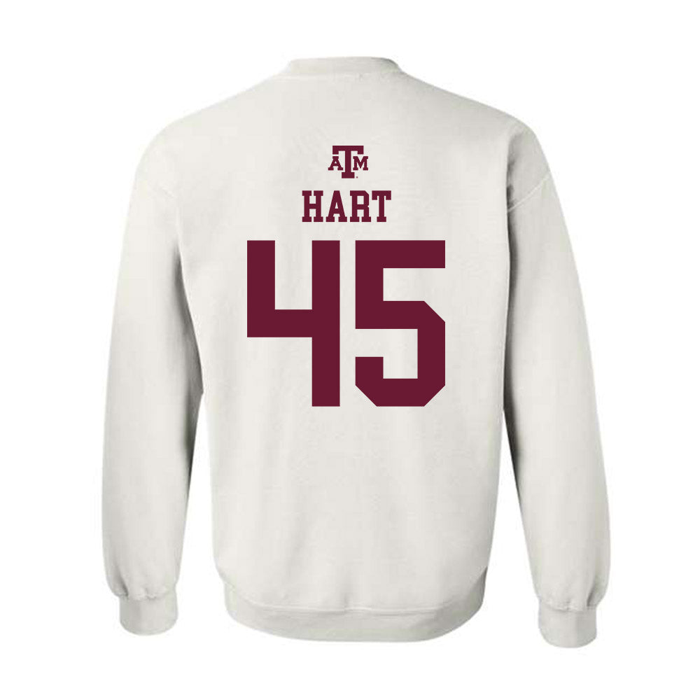 Texas A&M - NCAA Baseball : Chandler Hart - White Out 2026 Crewneck Sweatshirt-1
