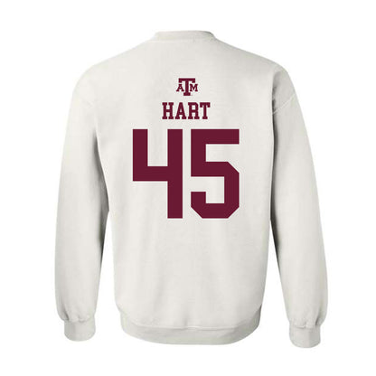 Texas A&M - NCAA Baseball : Chandler Hart - White Out 2026 Crewneck Sweatshirt-1