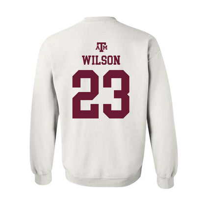 Texas A&M - NCAA Baseball : Jorian Wilson - White Out 2026 Crewneck Sweatshirt-1