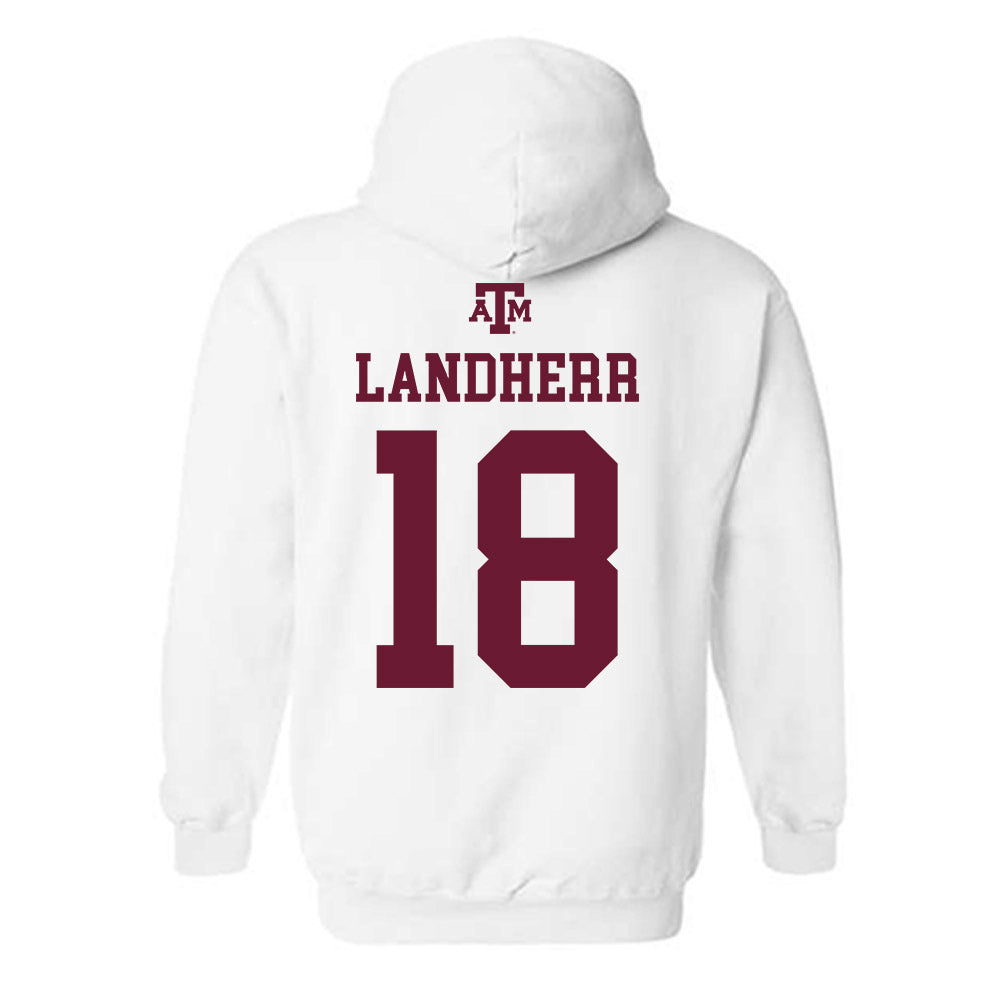 Texas A&M - NCAA Women's Soccer : Lucy Landherr - White Out 2026 Hooded Sweatshirt-1