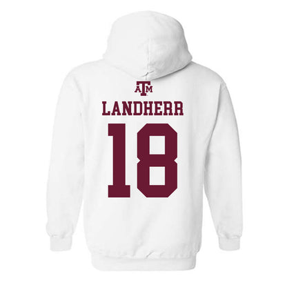 Texas A&M - NCAA Women's Soccer : Lucy Landherr - White Out 2026 Hooded Sweatshirt-1