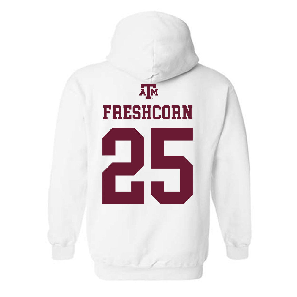 Texas A&M - NCAA Baseball : Clayton Freshcorn - White Out 2026 Hooded Sweatshirt-1