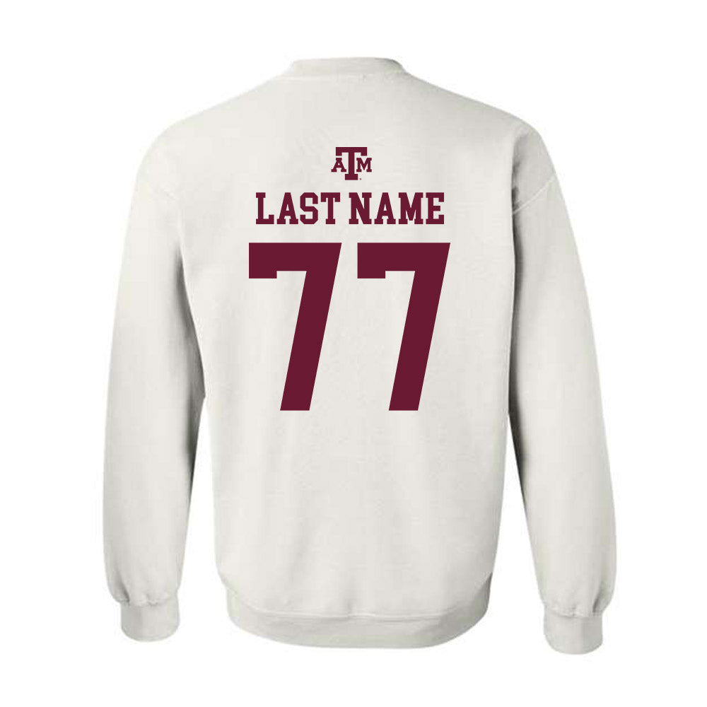 Texas A&M - NCAA Baseball : Michael Bollinger Jr - White Out 2026 Crewneck Sweatshirt-1