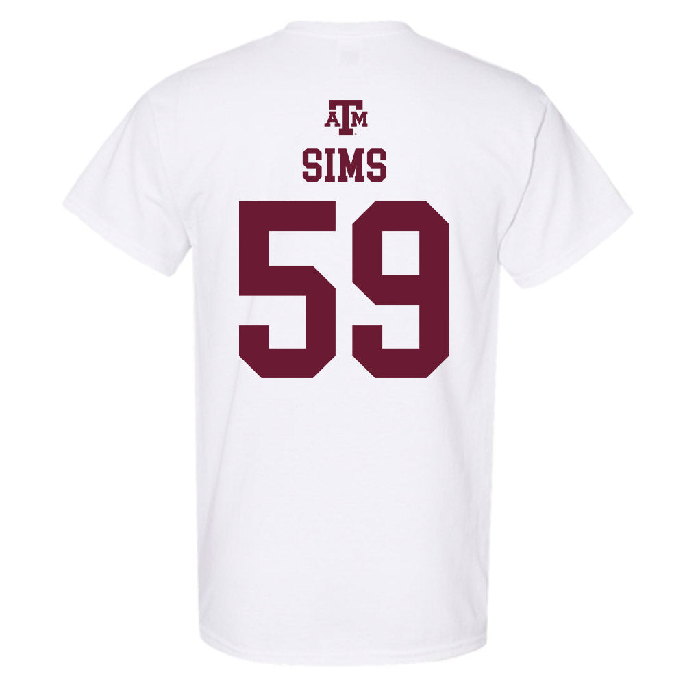 Texas A&M - NCAA Football : Chace Sims - White Out 2026 T-Shirt-1