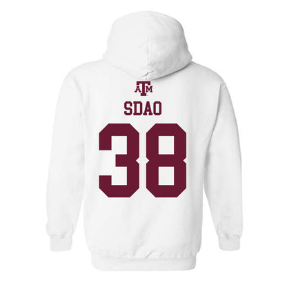 Texas A&M - NCAA Baseball : Shane Sdao - White Out 2026 Hooded Sweatshirt-1