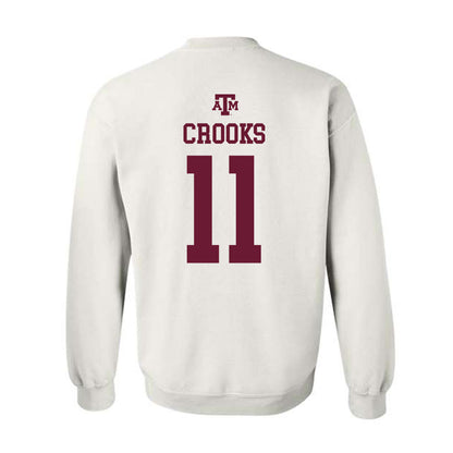 Texas A&M - NCAA Women's Soccer : Riley Crooks - White Out 2026 Crewneck Sweatshirt-1
