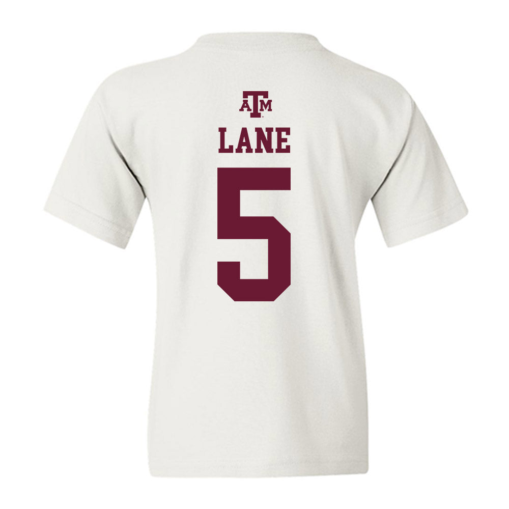 Texas A&M - NCAA Men's Basketball : Jacari Lane - White Out 2026 Youth T-Shirt-1
