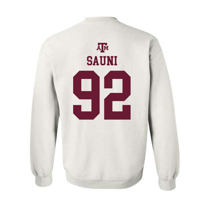 Texas A&M - NCAA Softball : Madison Sauni - White Out 2026 Crewneck Sweatshirt-1