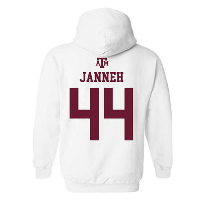 Texas A&M - NCAA Women's Basketball : Fats Janneh - White Out 2026 Hooded Sweatshirt-1