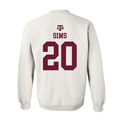 Texas A&M - NCAA Baseball : Aiden Sims - White Out 2026 Crewneck Sweatshirt-1