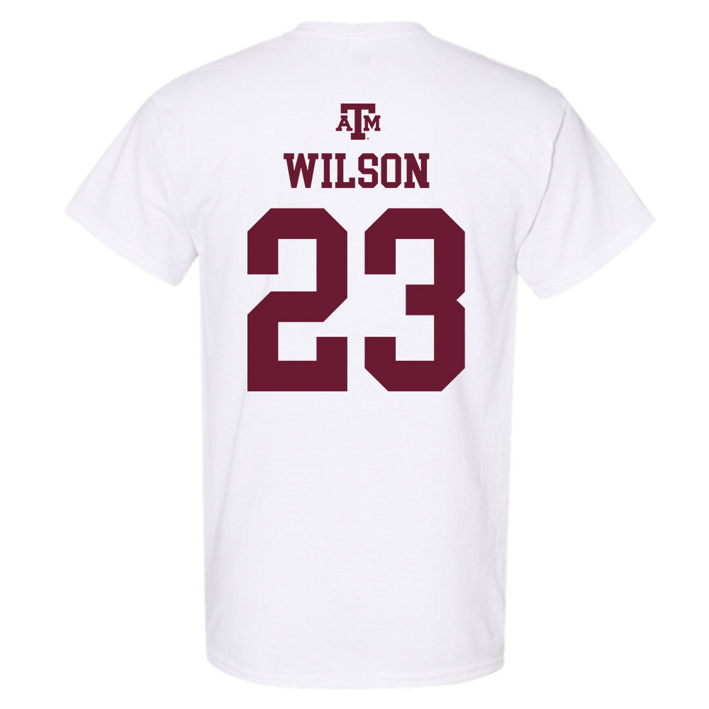 Texas A&M - NCAA Baseball : Jorian Wilson - White Out 2026 T-Shirt-1