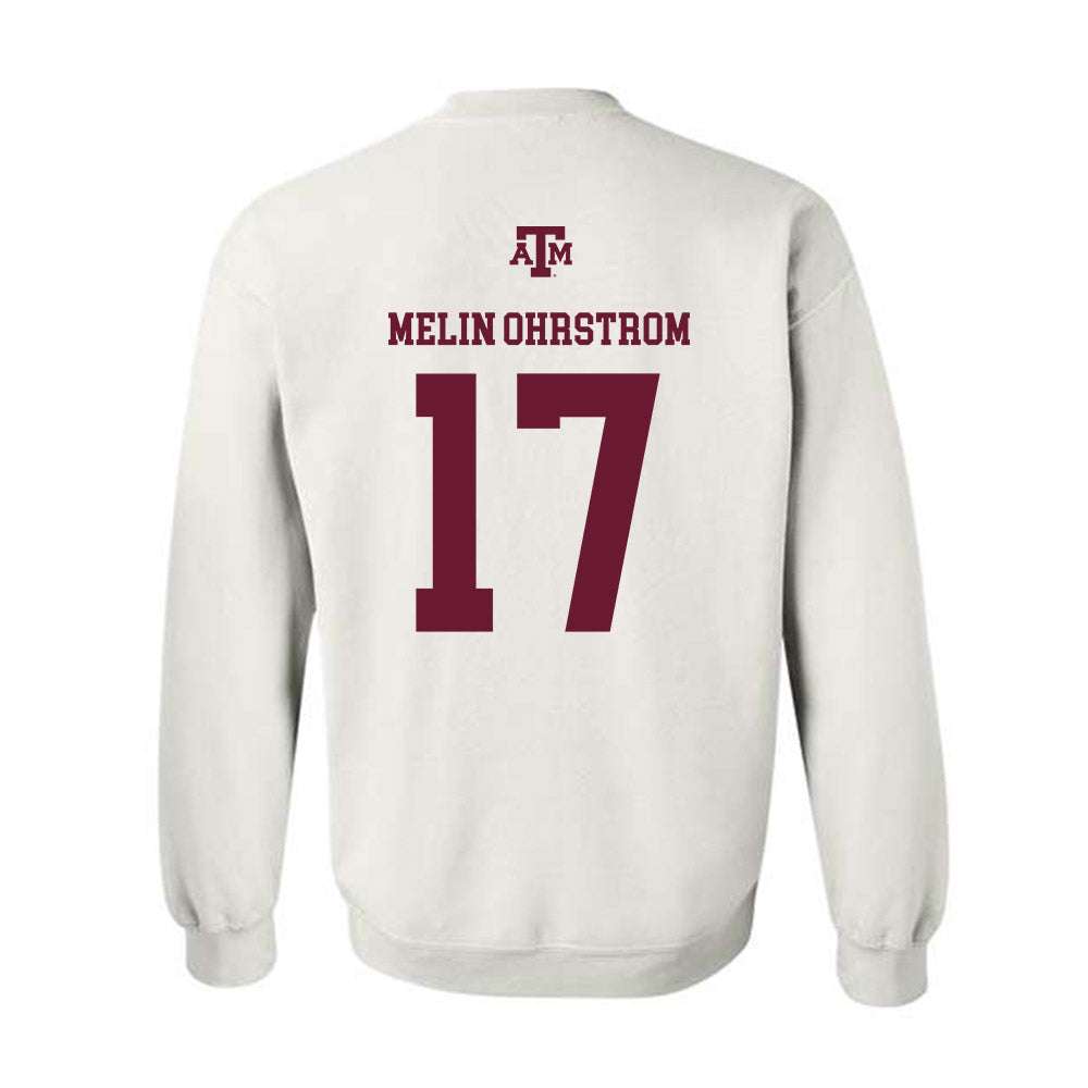 Texas A&M - NCAA Football : Theo Melin Ohrstrom - White Out 2026 Crewneck Sweatshirt-1