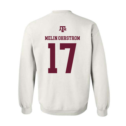Texas A&M - NCAA Football : Theo Melin Ohrstrom - White Out 2026 Crewneck Sweatshirt-1