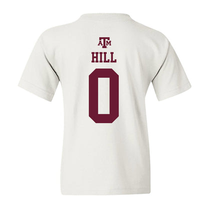 Texas A&M - NCAA Men's Basketball : Marcus Hill - White Out 2026 Youth T-Shirt-1
