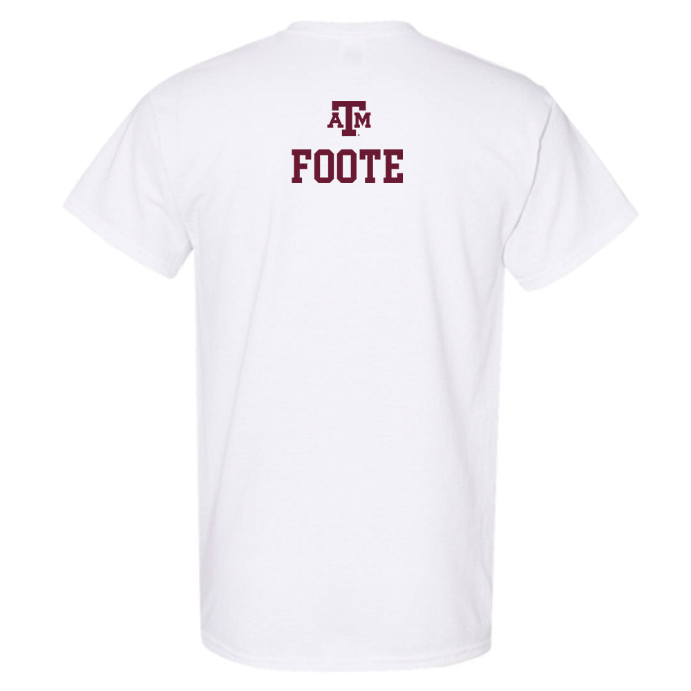 Texas A&M - NCAA Men's Swimming & Diving : Connor Foote - White Out 2026 T-Shirt-1