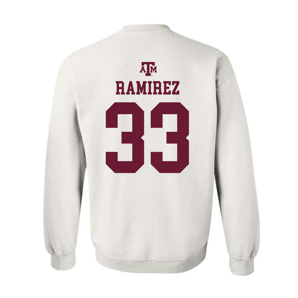 Texas A&M - NCAA Baseball : David Ramirez - White Out 2026 Crewneck Sweatshirt-1
