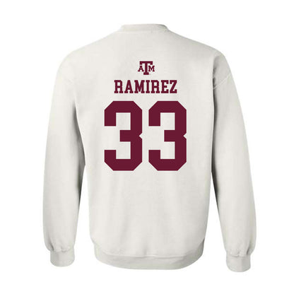 Texas A&M - NCAA Baseball : David Ramirez - White Out 2026 Crewneck Sweatshirt-1