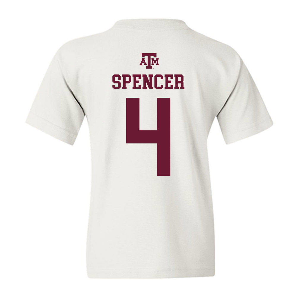 Texas A&M - NCAA Women's Basketball : Chaney Spencer - White Out 2026 Youth T-Shirt-1