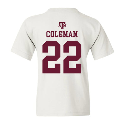 Texas A&M - NCAA Softball : Gracyn Coleman - White Out 2026 Youth T-Shirt-1