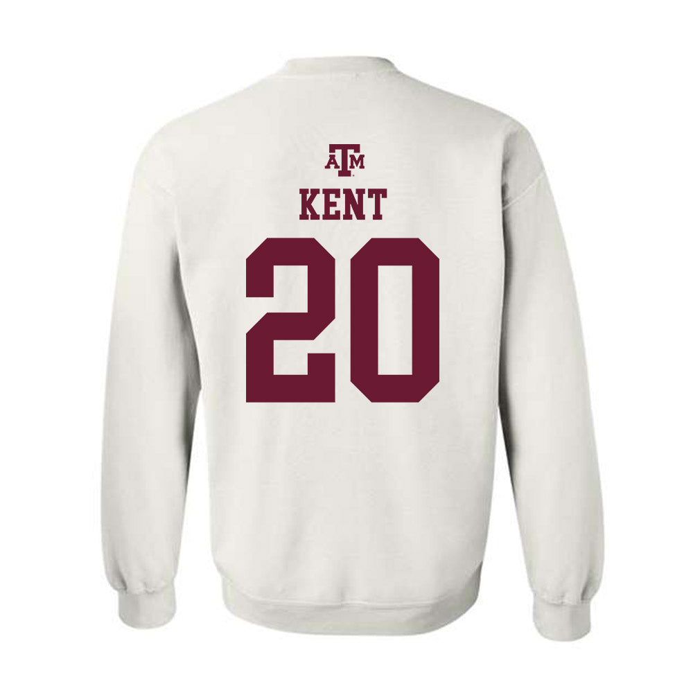 Texas A&M - NCAA Women's Basketball : Janae Kent - White Out 2026 Crewneck Sweatshirt-1