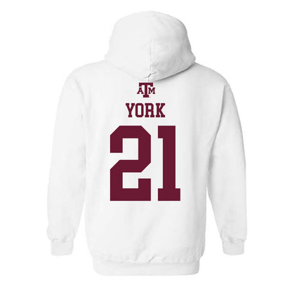 Texas A&M - NCAA Football : Taurean York - White Out 2026 Hooded Sweatshirt-1