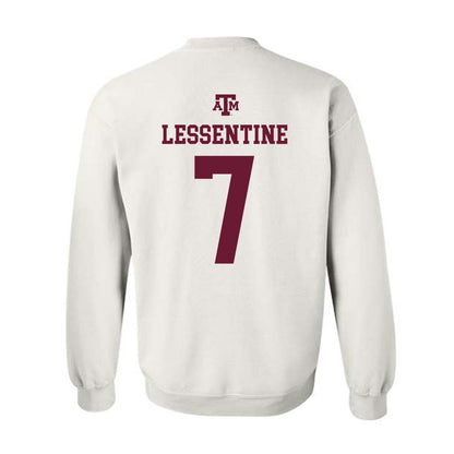 Texas A&M - NCAA Softball : Sydney Lessentine - White Out 2026 Crewneck Sweatshirt-1