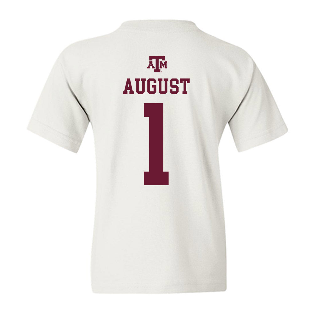 Texas A&M - NCAA Women's Soccer : Makenna August - White Out 2026 Youth T-Shirt-1