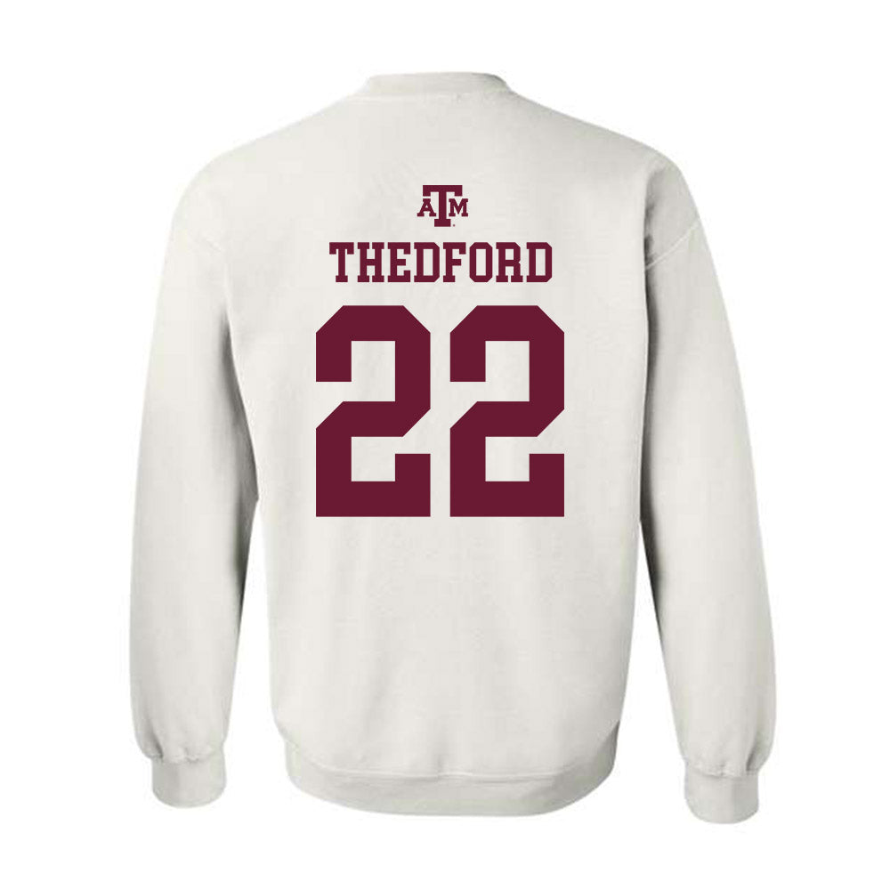 Texas A&M - NCAA Women's Volleyball : Jenna Thedford - White Out 2026 Crewneck Sweatshirt-1