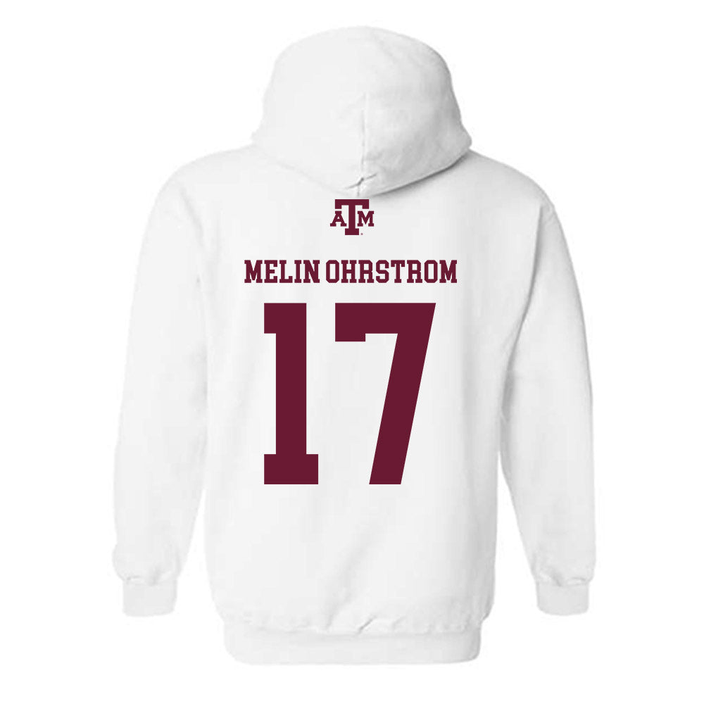 Texas A&M - NCAA Football : Theo Melin Ohrstrom - White Out 2026 Hooded Sweatshirt-1