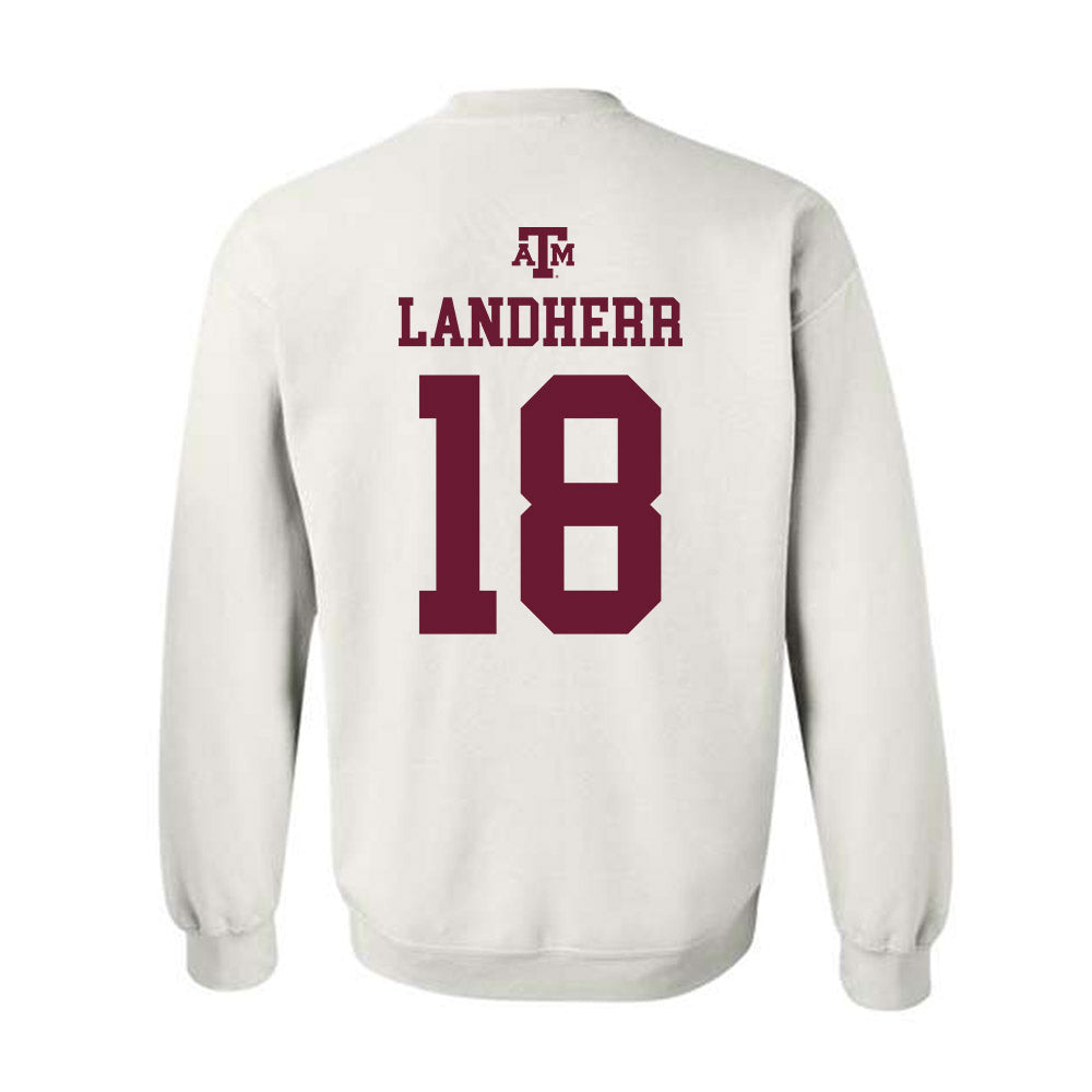Texas A&M - NCAA Women's Soccer : Lucy Landherr - White Out 2026 Crewneck Sweatshirt-1