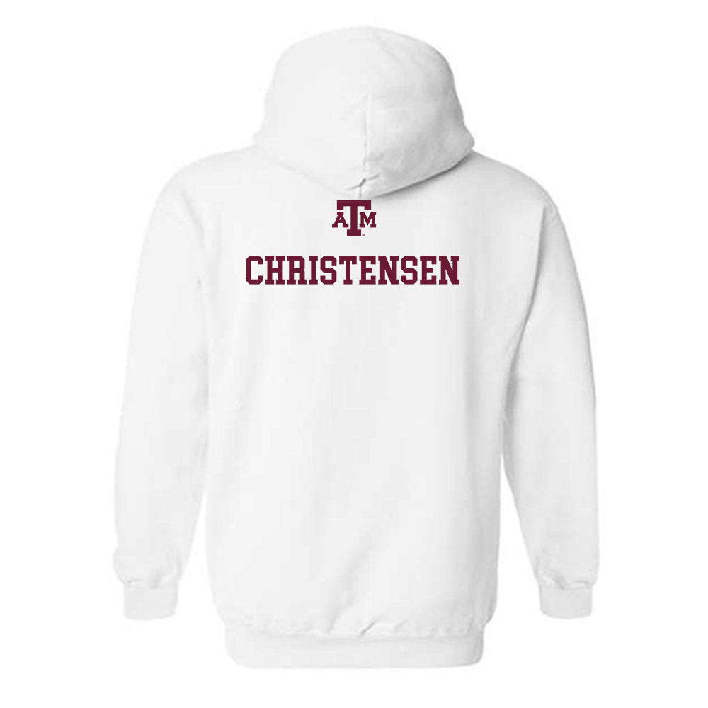 Texas A&M - NCAA Equestrian : Cara Christensen - White Out 2026 Hooded Sweatshirt-1