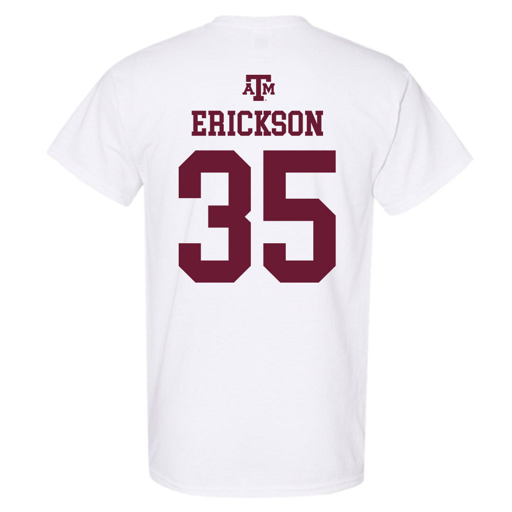 Texas A&M - NCAA Baseball : Sam Erickson - White Out 2026 T-Shirt-1