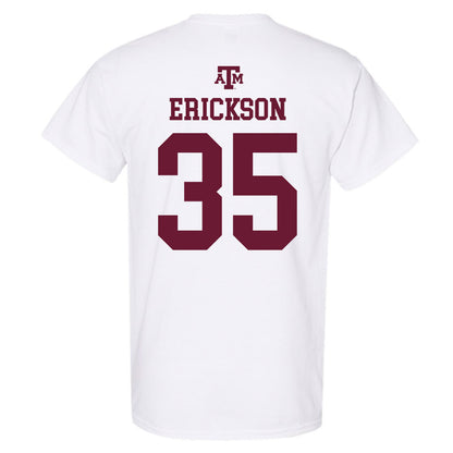 Texas A&M - NCAA Baseball : Sam Erickson - White Out 2026 T-Shirt-1