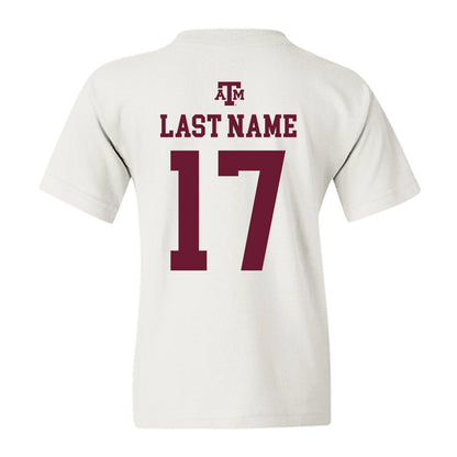 Texas A&M - NCAA Baseball : Zane Becker - White Out 2026 Youth T-Shirt-1