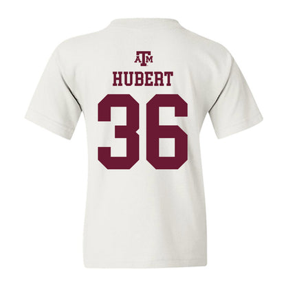 Texas A&M - NCAA Baseball : Cole Hubert - White Out 2026 Youth T-Shirt-1