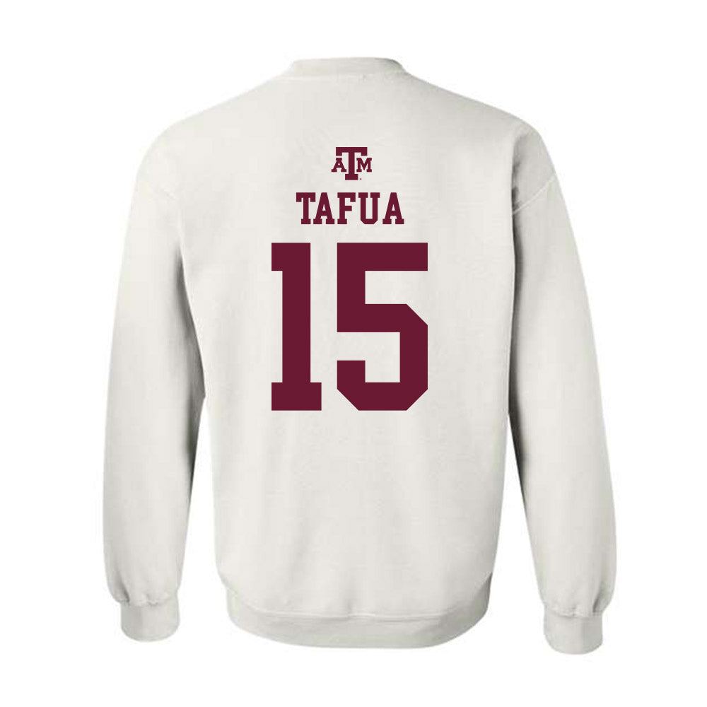 Texas A&M - NCAA Football : Caleb Tafua - White Out 2026 Crewneck Sweatshirt-1