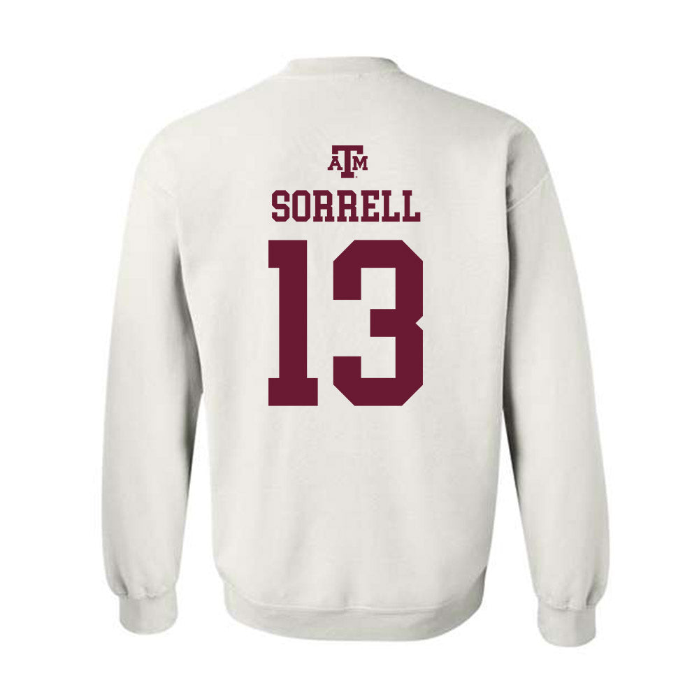 Texas A&M - NCAA Baseball : Caden Sorrell - White Out 2026 Crewneck Sweatshirt-1