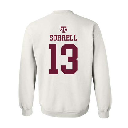 Texas A&M - NCAA Baseball : Caden Sorrell - White Out 2026 Crewneck Sweatshirt-1