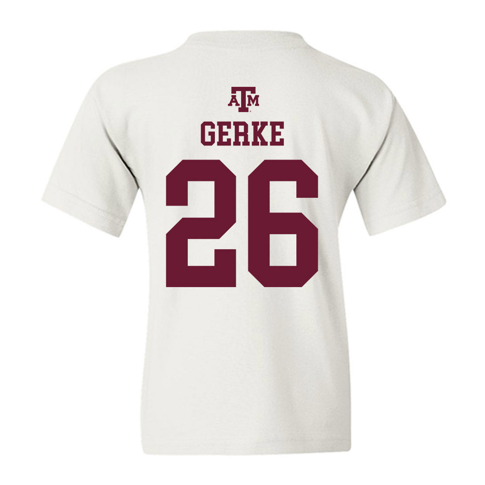 Texas A&M - NCAA Football : Layne Gerke - White Out 2026 Youth T-Shirt-1