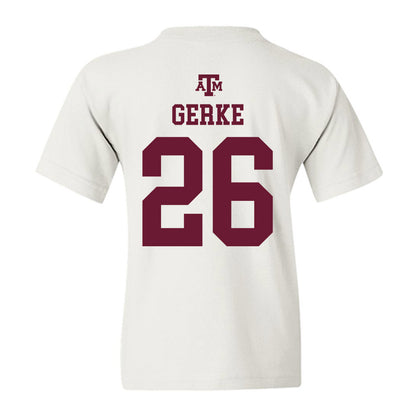 Texas A&M - NCAA Football : Layne Gerke - White Out 2026 Youth T-Shirt-1