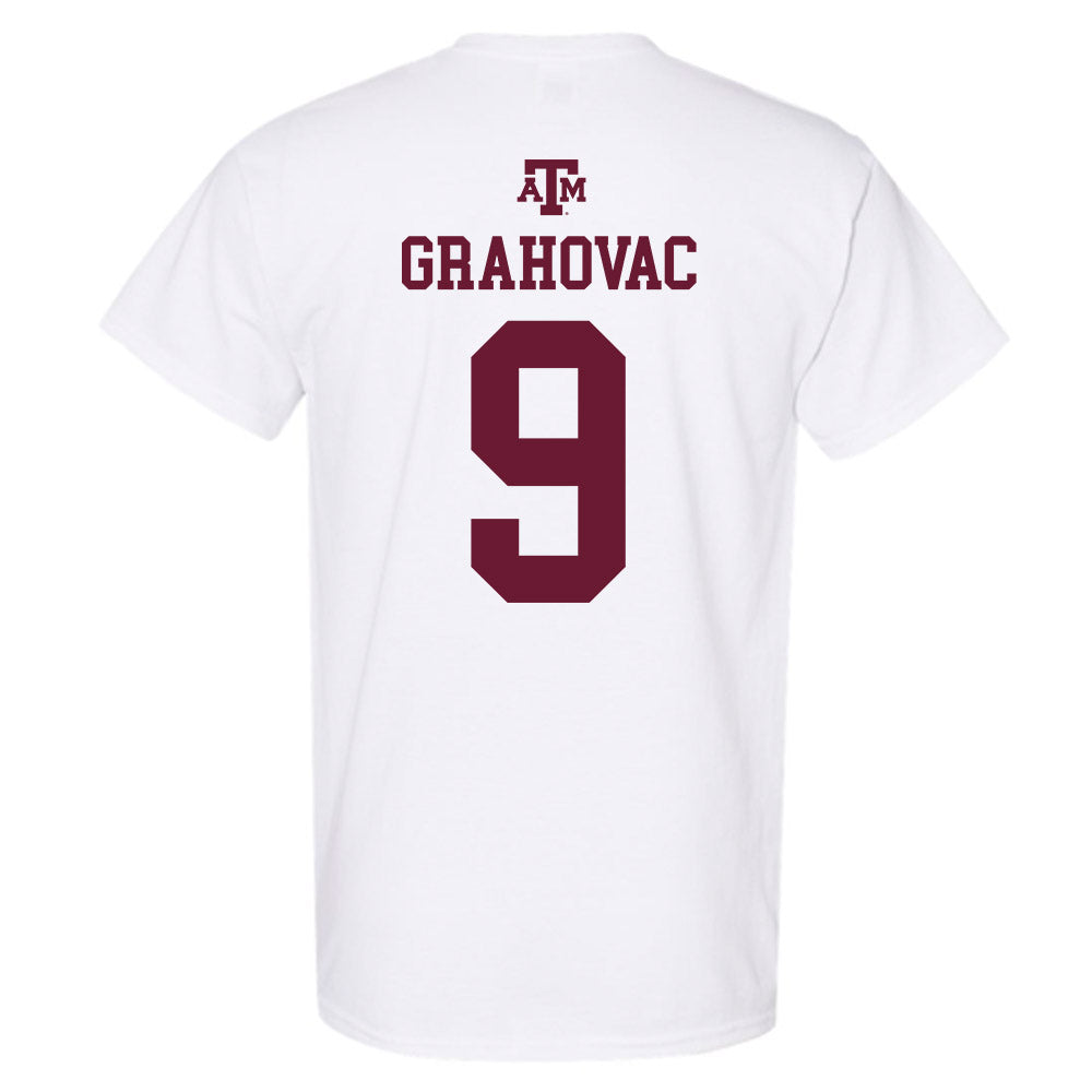 Texas A&M - NCAA Baseball : Gavin Grahovac - White Out 2026 T-Shirt-1