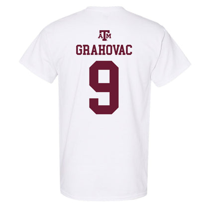 Texas A&M - NCAA Baseball : Gavin Grahovac - White Out 2026 T-Shirt-1