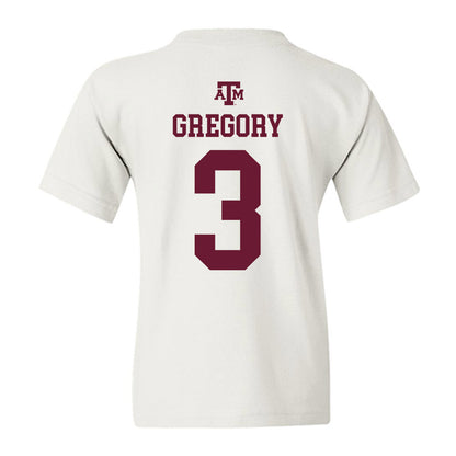 Texas A&M - NCAA Football : Aaron Gregory - White Out 2026 Youth T-Shirt-1