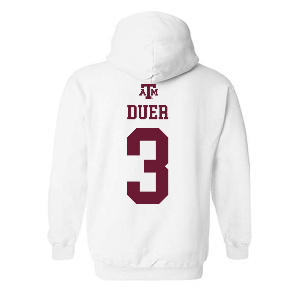 Texas A&M - NCAA Baseball : Jake Duer - White Out 2026 Hooded Sweatshirt-1