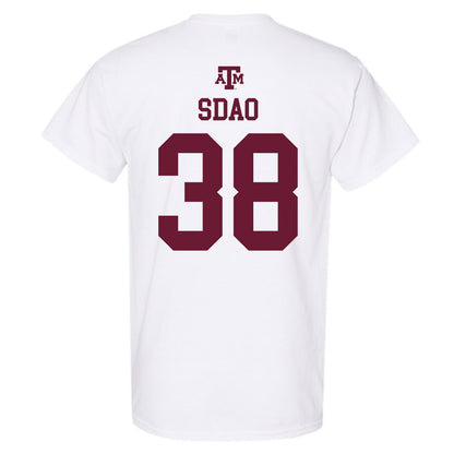 Texas A&M - NCAA Baseball : Shane Sdao - White Out 2026 T-Shirt-1